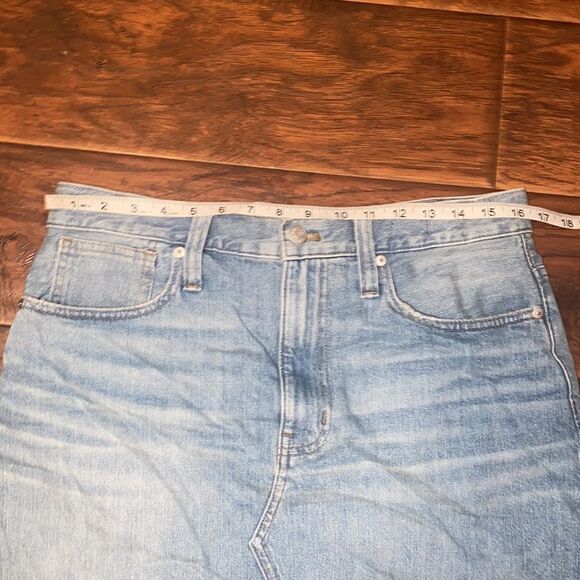 Madewell Rigid Denim A-Line Distressed Raw Hem Denim Skirt Contemporary Boho - Picture 12 of 15